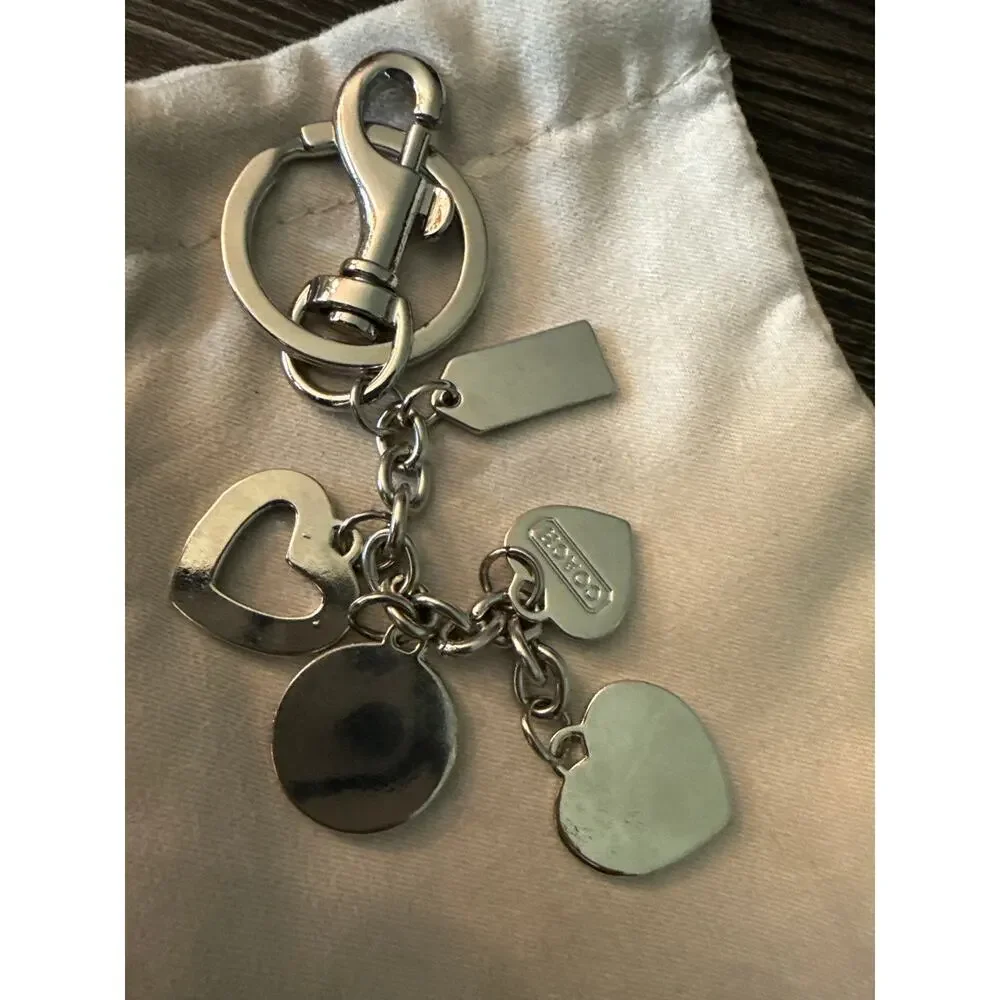 COACH Turquoise and Blue Heart Charm Key Ring